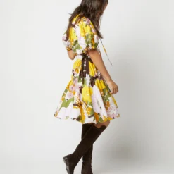 Biscotto Dress In Big Flower Rose -Chicorya Sales S72137 357