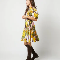 Biscotto Dress In Big Flower Rose -Chicorya Sales S72137 375