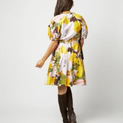 Biscotto Dress In Big Flower Rose -Chicorya Sales S72137 377