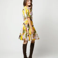 Biscotto Dress In Big Flower Rose -Chicorya Sales S72137 381