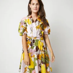 Biscotto Dress In Big Flower Rose -Chicorya Sales S72137 413