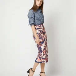 Pencil Skirt In Va-Va Shot Cotton -Chicorya Sales S72138 2019