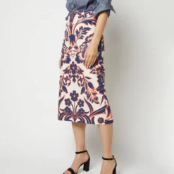 Pencil Skirt In Va-Va Shot Cotton -Chicorya Sales S72138 2035