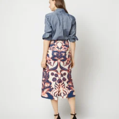 Pencil Skirt In Va-Va Shot Cotton -Chicorya Sales S72138 2066