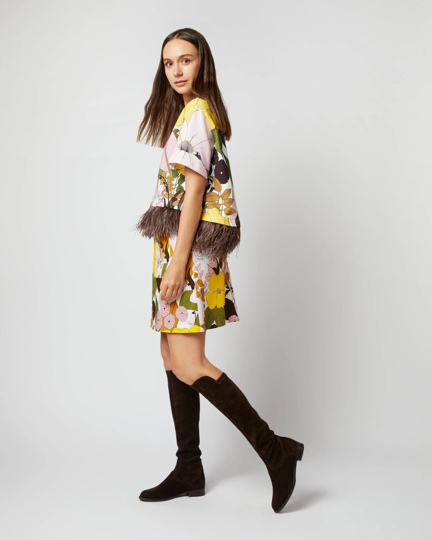 Mini Skirt In Big Flower Rose Heavy Cotton Stretch 9 Mini Skirt In Big Flower Rose Heavy Cotton Stretch - Image 7