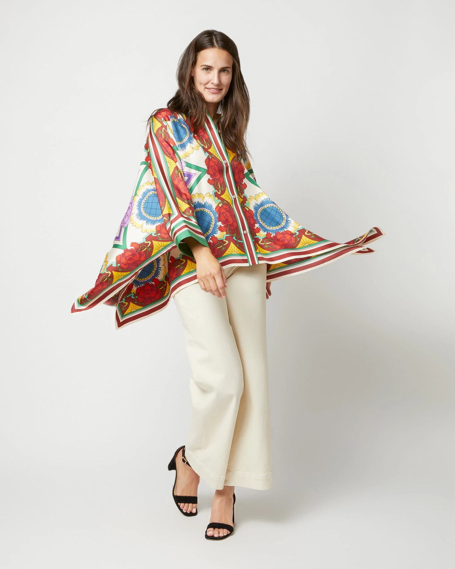 Foulard Shirt In Taormina Placée Ivory Twill Silk 7 Foulard Shirt In Taormina Placée Ivory Twill Silk - Image 5