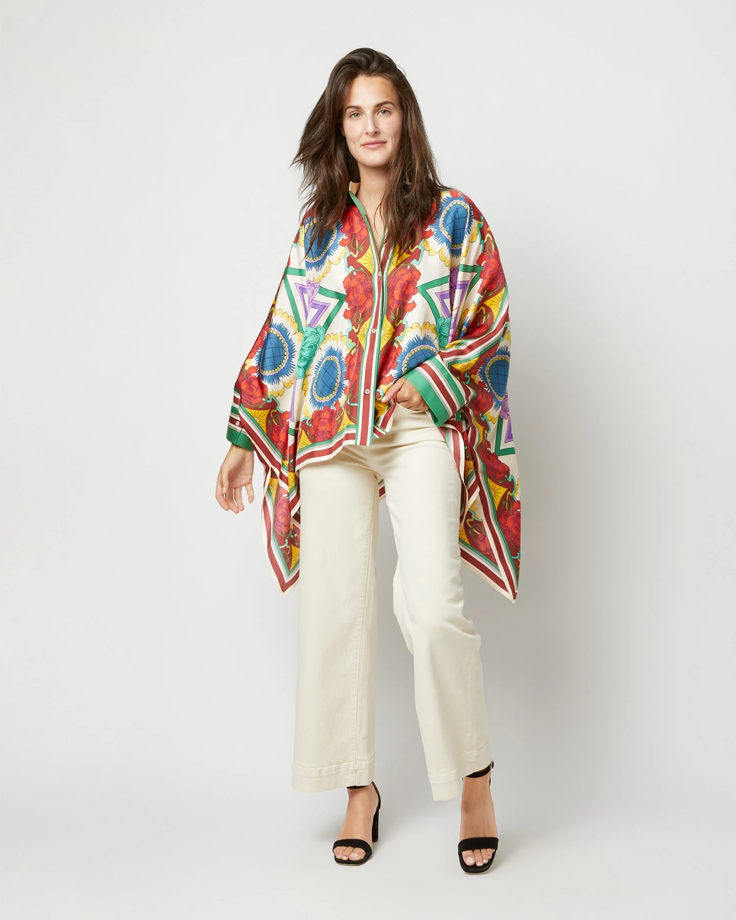 Foulard Shirt In Taormina Placée Ivory Twill Silk 4 Foulard Shirt In Taormina Placée Ivory Twill Silk - Image 2