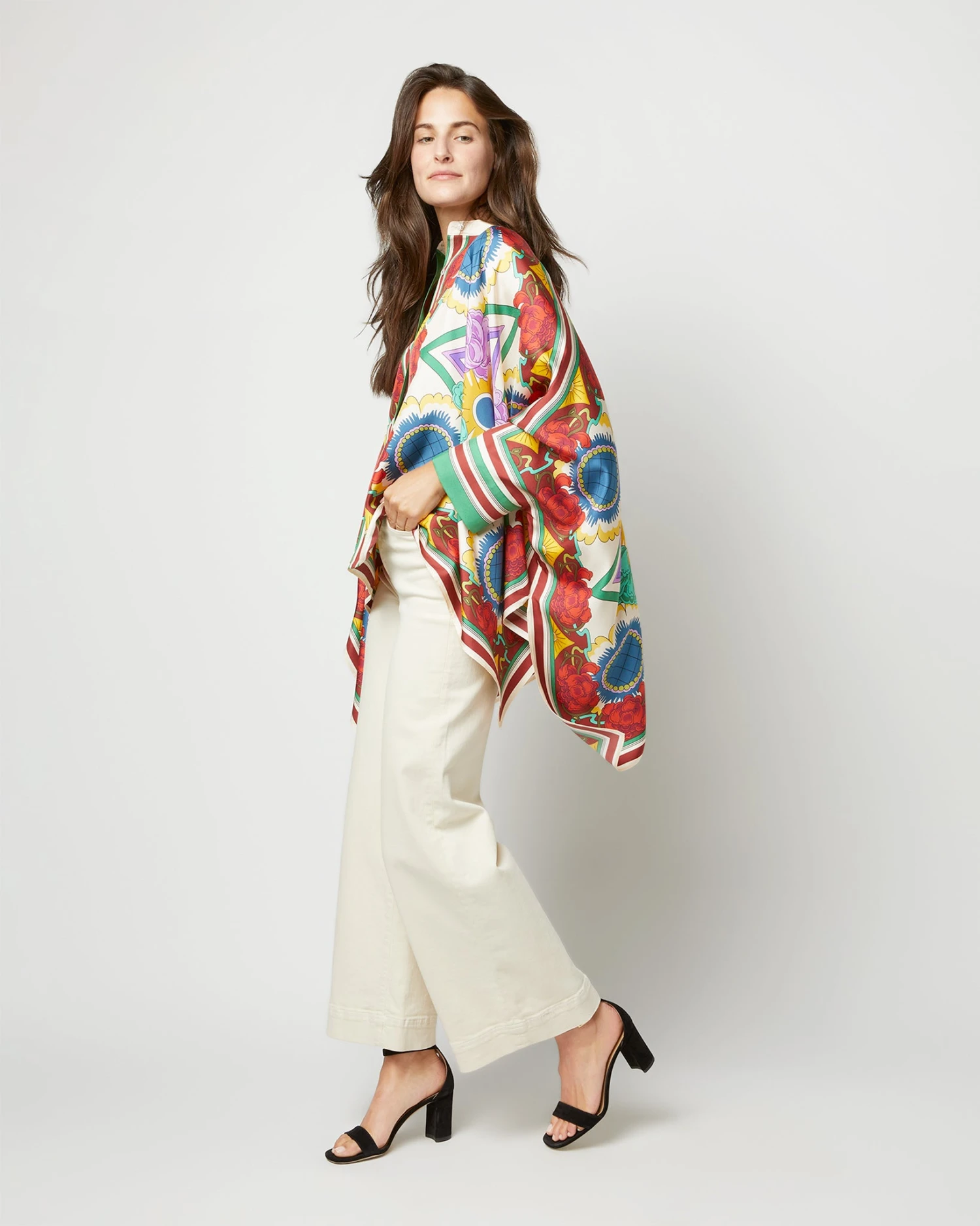 Foulard Shirt In Taormina Placée Ivory Twill Silk 6 Foulard Shirt In Taormina Placée Ivory Twill Silk - Image 4