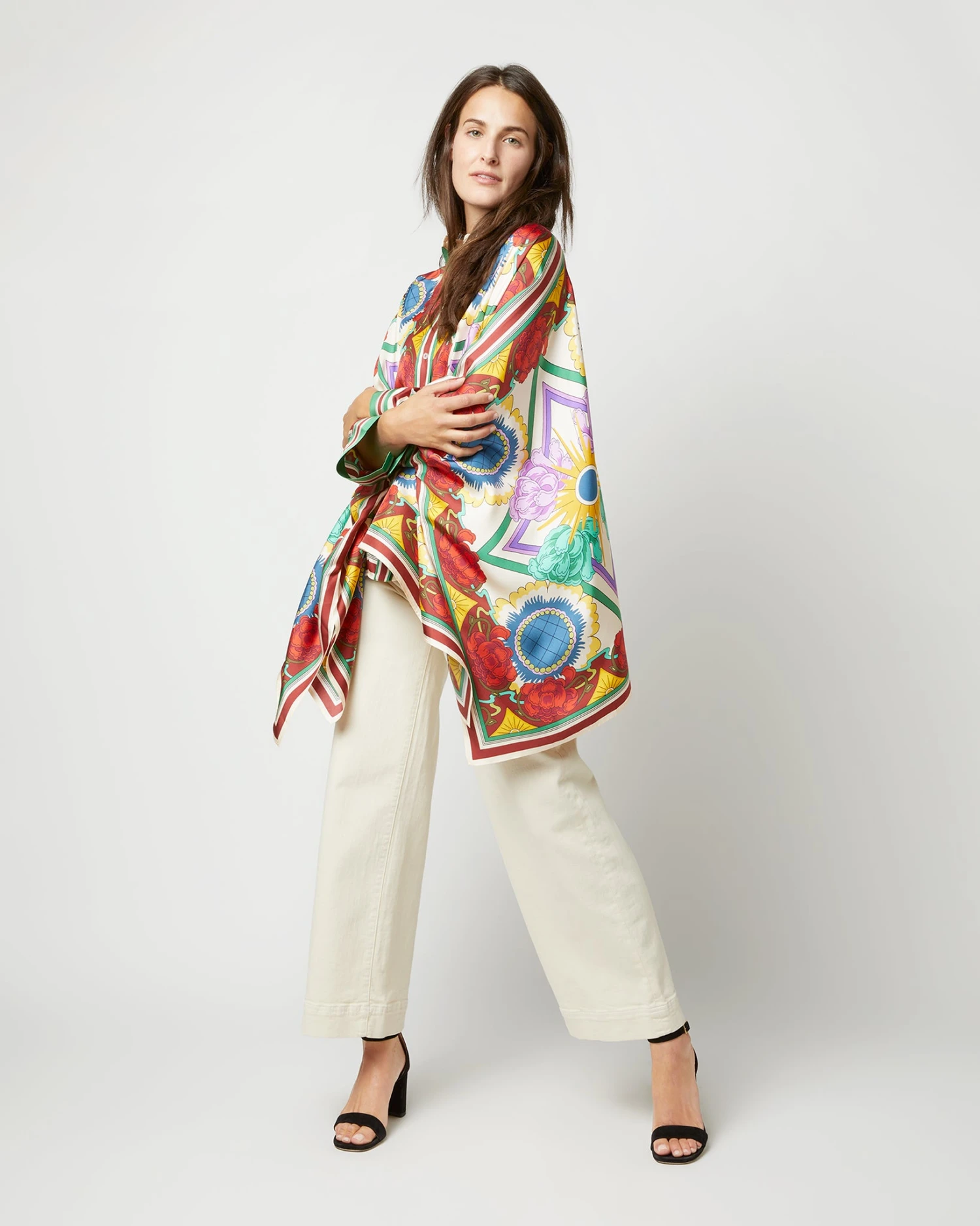 Foulard Shirt In Taormina Placée Ivory Twill Silk 10 Foulard Shirt In Taormina Placée Ivory Twill Silk - Image 8