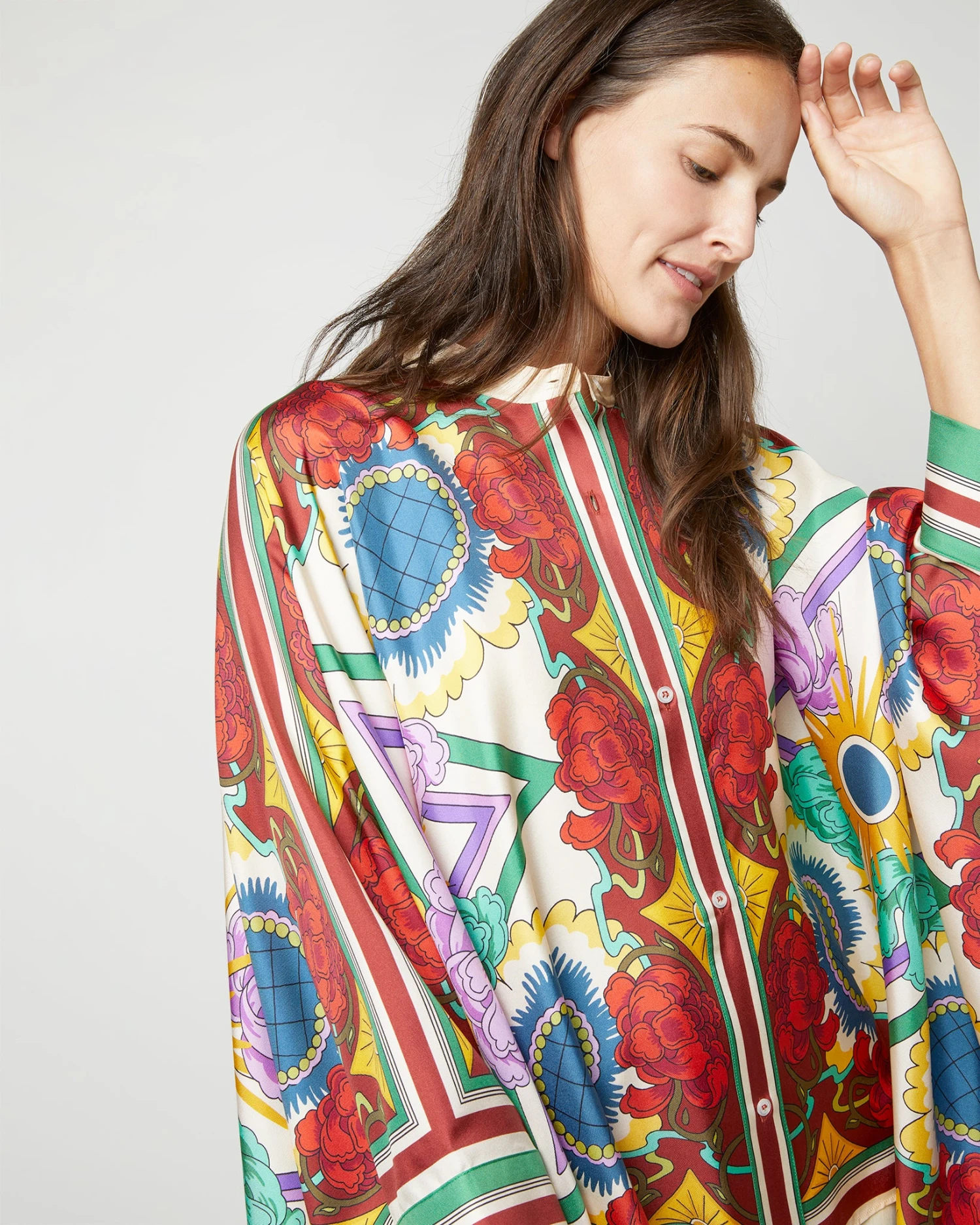 Foulard Shirt In Taormina Placée Ivory Twill Silk 5 Foulard Shirt In Taormina Placée Ivory Twill Silk - Image 3