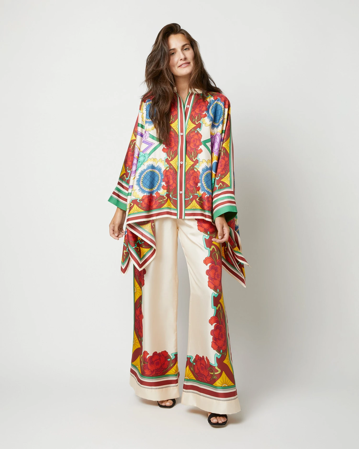 Foulard Shirt In Taormina Placée Ivory Twill Silk 13 Foulard Shirt In Taormina Placée Ivory Twill Silk - Image 11