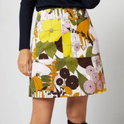 Mini Skirt In Big Flower Rose Heavy Cotton Stretch 18 Mini Skirt In Big Flower Rose Heavy Cotton Stretch -Chicorya Sales S72144 449