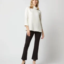 Ana Fringe Top In Ivory Sparkle Tweed