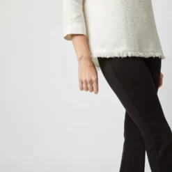 Ana Fringe Top In Ivory Sparkle Tweed -Chicorya Sales S72249 1421