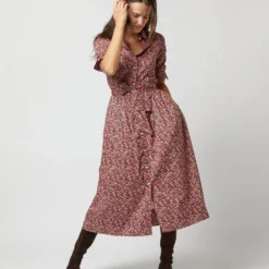 Classic Shirtwaist Dress In Red/Pink Multi Nectar Liberty Fabric 14 Classic Shirtwaist Dress In Red/Pink Multi Nectar Liberty Fabric -Chicorya Sales S72251 310