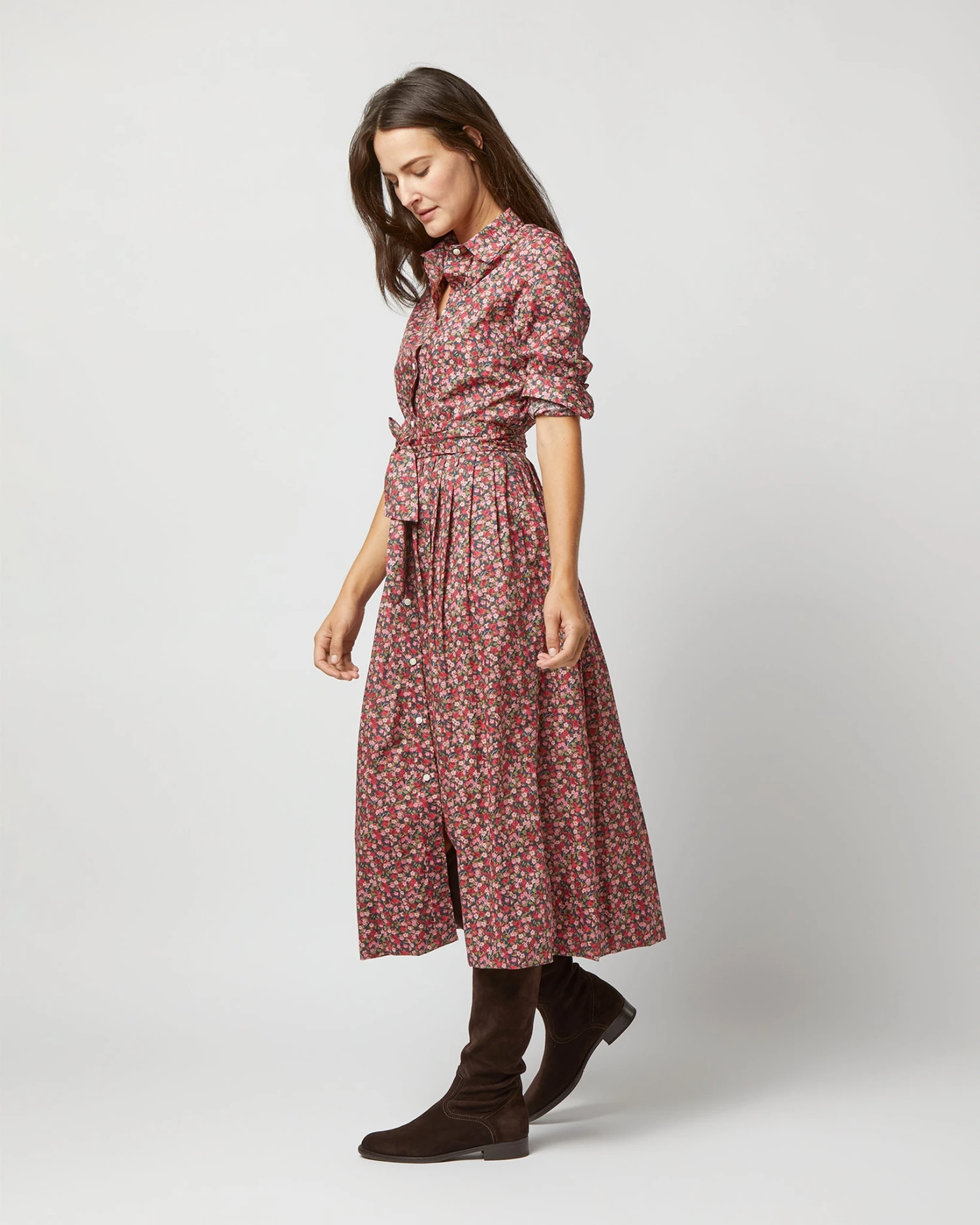 Classic Shirtwaist Dress In Red/Pink Multi Nectar Liberty Fabric 5 Classic Shirtwaist Dress In Red/Pink Multi Nectar Liberty Fabric - Image 3