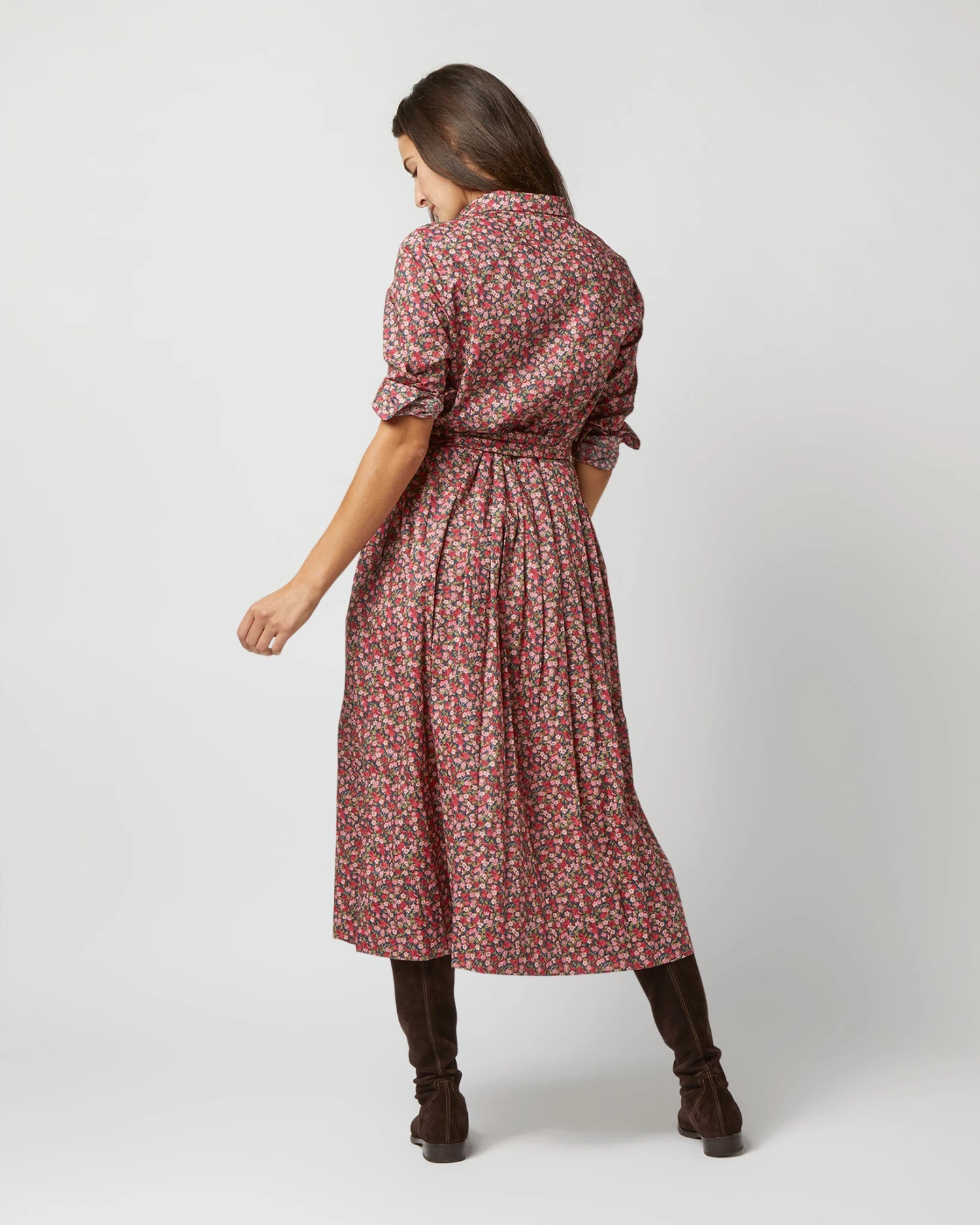 Classic Shirtwaist Dress In Red/Pink Multi Nectar Liberty Fabric 7 Classic Shirtwaist Dress In Red/Pink Multi Nectar Liberty Fabric - Image 5