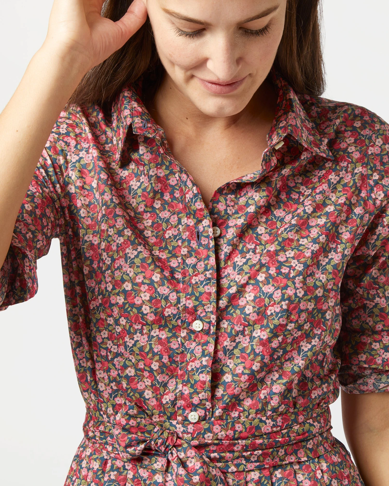 Classic Shirtwaist Dress In Red/Pink Multi Nectar Liberty Fabric 8 Classic Shirtwaist Dress In Red/Pink Multi Nectar Liberty Fabric - Image 6