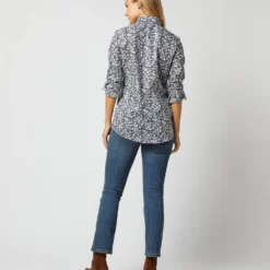 Tomboy Popover Shirt In Navy Edenham Shadow Liberty Fabric -Chicorya Sales S72253 1461