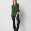 Helene Tie-Neck Blouse In Hunter Silk Crepe De Chine -Chicorya Sales S72254 1042