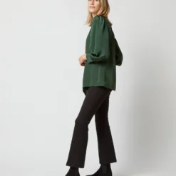 Helene Tie-Neck Blouse In Hunter Silk Crepe De Chine -Chicorya Sales S72254 1058