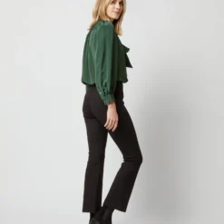 Helene Tie-Neck Blouse In Hunter Silk Crepe De Chine -Chicorya Sales S72254 1110