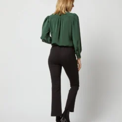 Helene Tie-Neck Blouse In Hunter Silk Crepe De Chine -Chicorya Sales S72254 1112