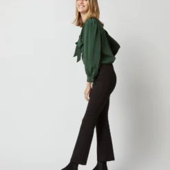 Helene Tie-Neck Blouse In Hunter Silk Crepe De Chine -Chicorya Sales S72254 1124