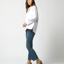 Poinsettia Top In White Poplin -Chicorya Sales S72257 1198