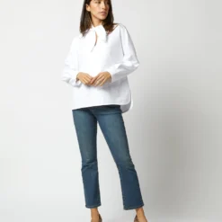 Poinsettia Top In White Poplin -Chicorya Sales S72257 1237