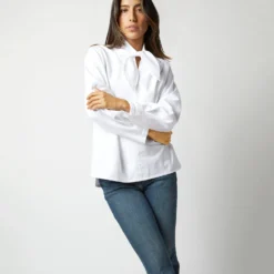 Poinsettia Top In White Poplin -Chicorya Sales S72257 1247