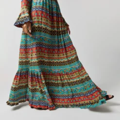 Visconti Dress In Giza Turquoise Crepe De Chine -Chicorya Sales S72339 1869