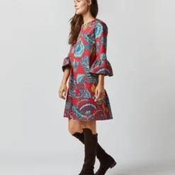 24/7 Dress In Sicomore Red Heavy Stretch Cotton -Chicorya Sales S72340 1644