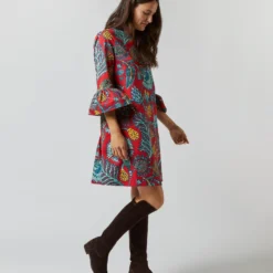 24/7 Dress In Sicomore Red Heavy Stretch Cotton -Chicorya Sales S72340 1664