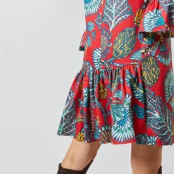 24/7 Dress In Sicomore Red Heavy Stretch Cotton -Chicorya Sales S72340 1729