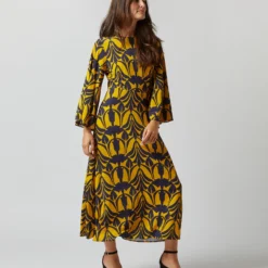 Sorella Dress In Papyrus Gold Flowy Jersey -Chicorya Sales S72341 1990