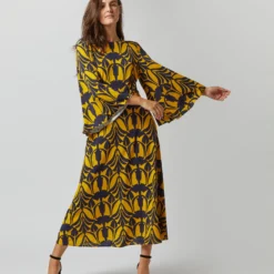 Sorella Dress In Papyrus Gold Flowy Jersey -Chicorya Sales S72341 2005