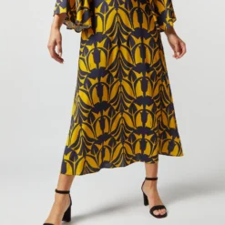 Sorella Dress In Papyrus Gold Flowy Jersey -Chicorya Sales S72341 2059