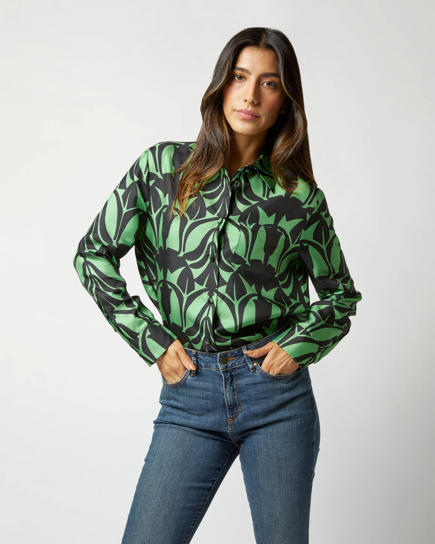 Boy Shirt In Green Papyrus Silk Twill 4 Boy Shirt In Green Papyrus Silk Twill - Image 2