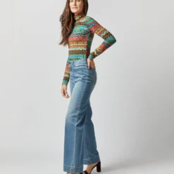 Turtleneck In Giza Turquoise Skinny Jersey -Chicorya Sales S72347 3573