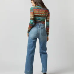 Turtleneck In Giza Turquoise Skinny Jersey -Chicorya Sales S72347 3583