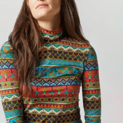 Turtleneck In Giza Turquoise Skinny Jersey -Chicorya Sales S72347 3641