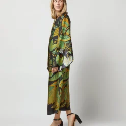 Magnifico Midi Dress In The Nile Placée Black Silk Twill -Chicorya Sales S72350 244