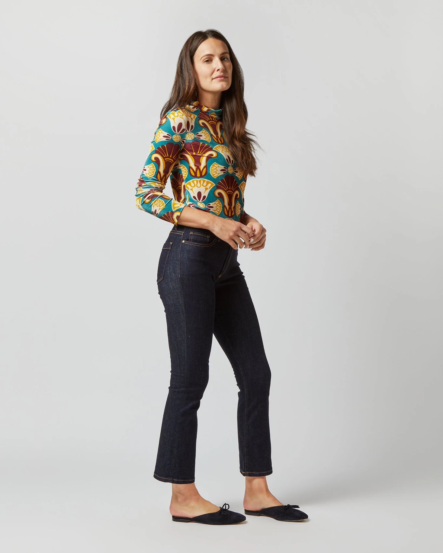 Turtleneck In Dendera Light Blue Stretch Velvet 5 Turtleneck In Dendera Light Blue Stretch Velvet - Image 3