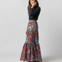 Big Skirt In Sicomore Red Silk Voile -Chicorya Sales S72352 1513