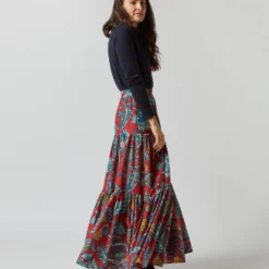 Big Skirt In Sicomore Red Silk Voile -Chicorya Sales S72352 1552