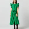 ULLA JOHNSON Iren Top In Emerald 1 ULLA JOHNSON Iren Top In Emerald -Chicorya Sales S72354 1255
