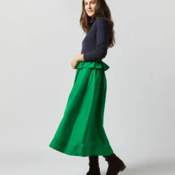 ULLA JOHNSON Ulyssa Skirt In Emerald -Chicorya Sales S72354 1406