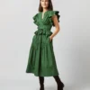 ULLA JOHNSON Florence Dress In Juniper -Chicorya Sales S72362 1094