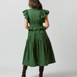 ULLA JOHNSON Florence Dress In Juniper -Chicorya Sales S72362 1140